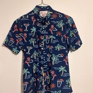 Chubbies brand Men's Navy Tropical Print Short-Sleeve Button-Up Shirt